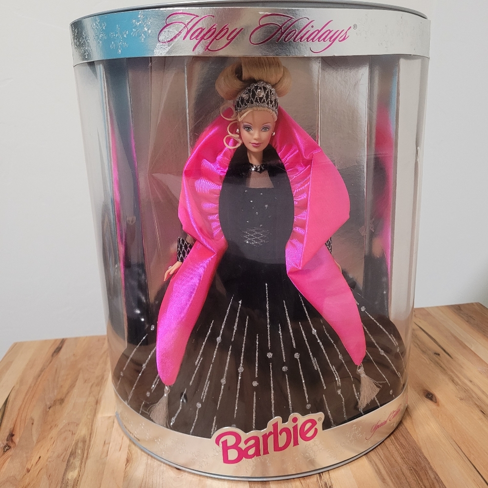 Mattel 1998 Happy Holidays Barbie Doll, 20200, Black and Pink